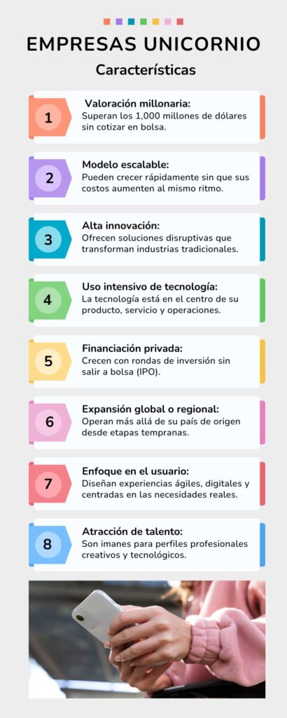 Infografía con las características de las empresas unicornio