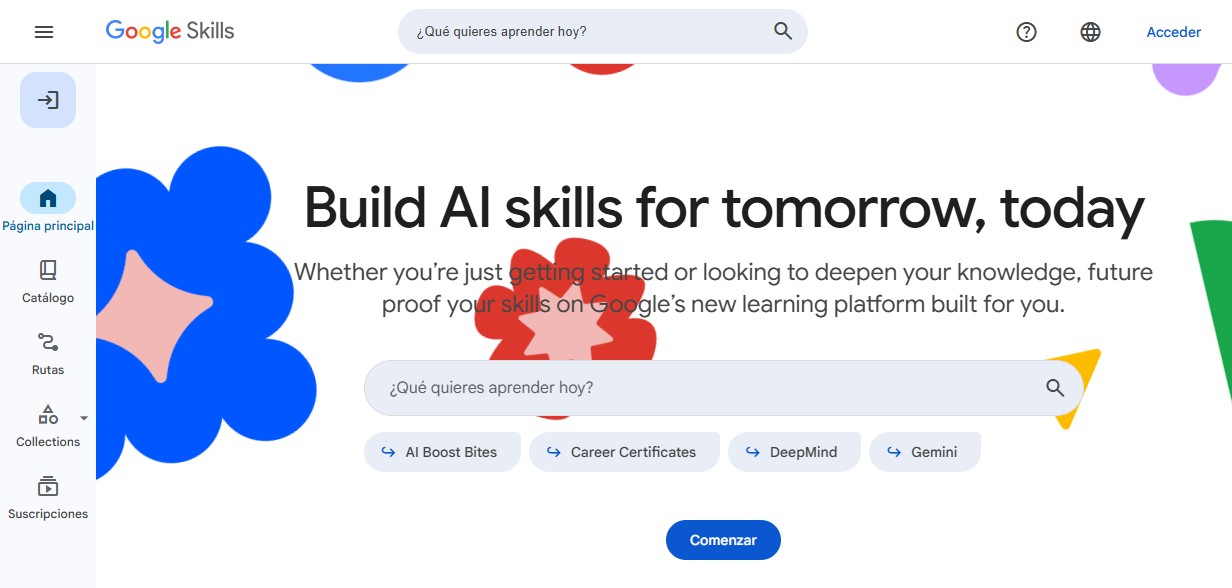 Portada de la plataforma Google Skills.