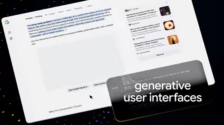 Vista de la experiencia de usuario, en la búsqueda de Google, con Gemini 3.