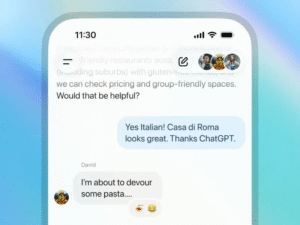 Vista de la pantalla de chats grupales de Chat GPT.