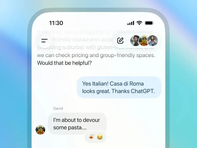 Vista de la pantalla de chats grupales de Chat GPT.