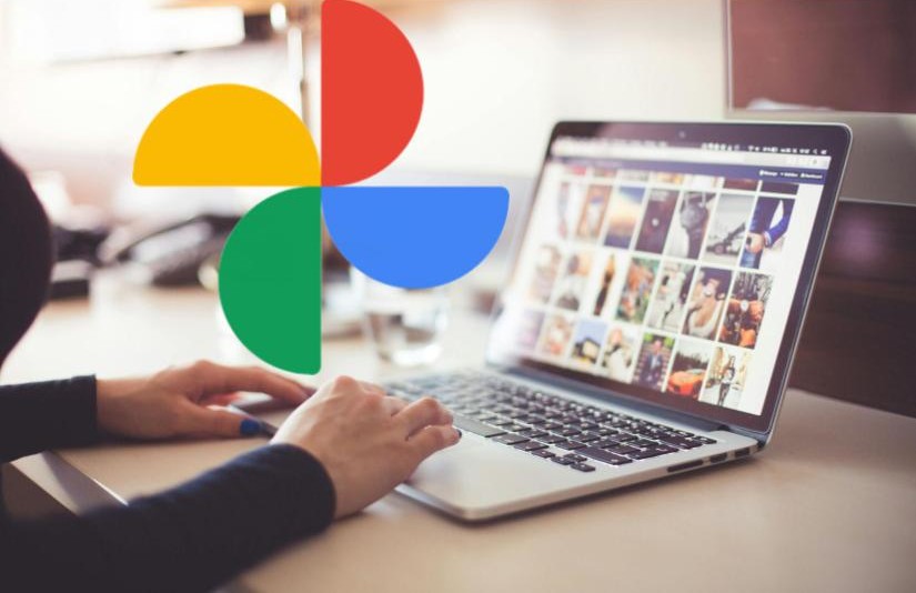 vista de la pantalla de una computadora, donde hay una galería de fotos. También se ve el logo de Google Photos.