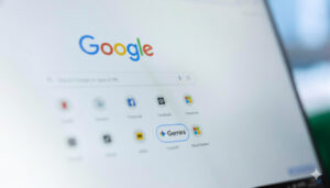 Pantalla de computadora donde se ve Google como navegador y aparece el logo de Gemini.