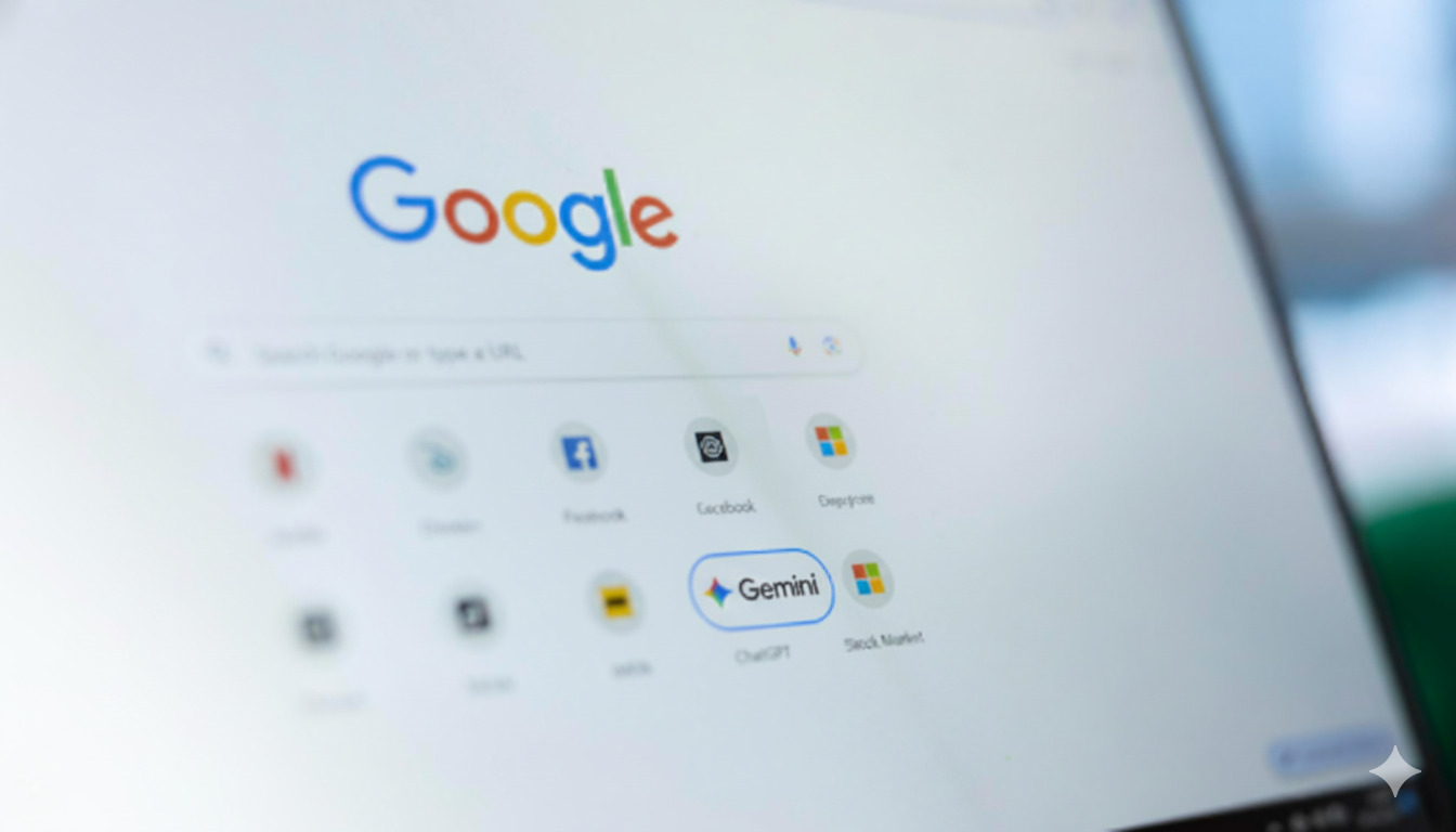 Pantalla de computadora donde se ve Google como navegador y aparece el logo de Gemini.